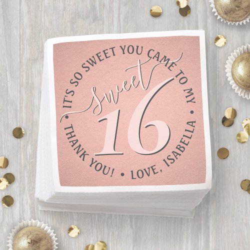 Sweet 16th Birthday Party Modern Glam Girly Pink Napkins