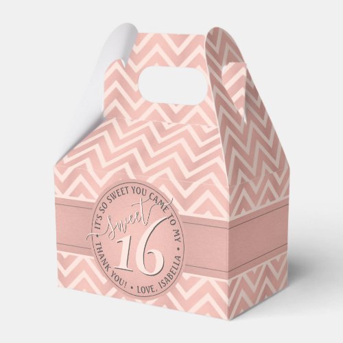 Sweet 16th Birthday Party Pink Chevron Thank You Favor Boxes