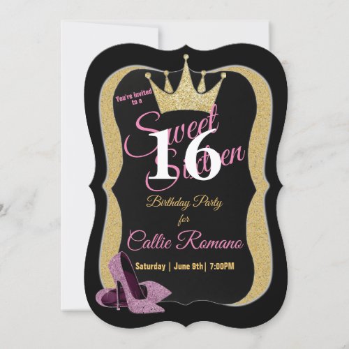 Sweet 16th Birthday Party Pink Stilettos  Invitation