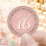 Sweet 16th Birthday Party Thank You Chic Cute Pink Classic Round Sticker
