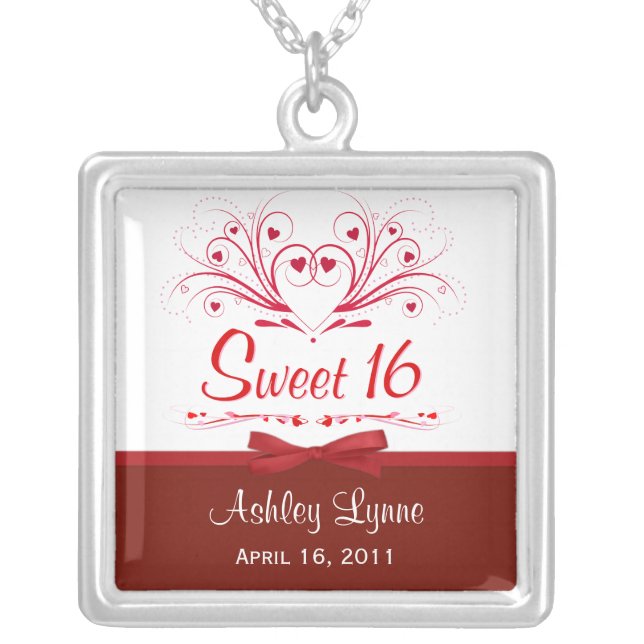 Sweet 16th Birthday Personalized Pendant Necklace (Front)