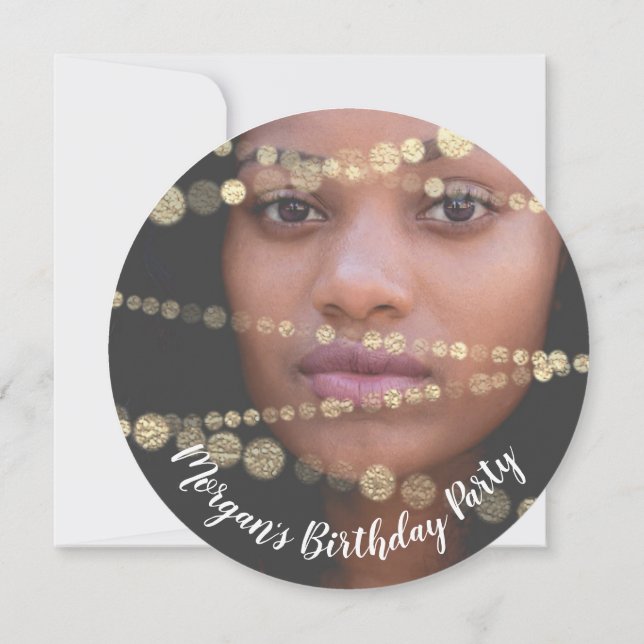 Sweet 16th Birthday Photo Confetti Rose Gold Invitation (Back)