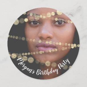 Sweet 16th Birthday Photo Confetti Rose Gold Invitation