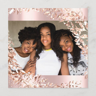 Sweet 16th Birthday Photo Floral Rose Pink Royal Invitation