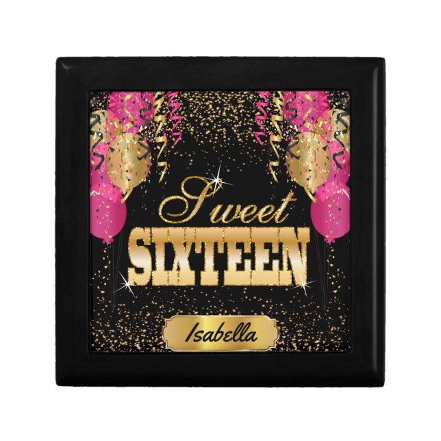 Sweet 16th Birthday | Pink Balloon Gift Box (Front)