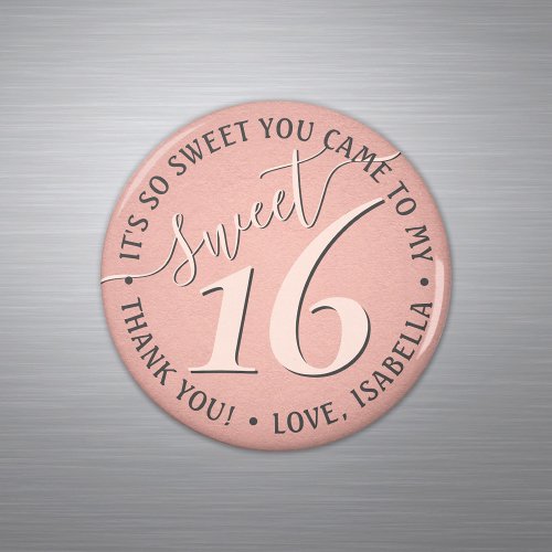 Sweet 16th Birthday Pink Thank You Party Favor Magnet