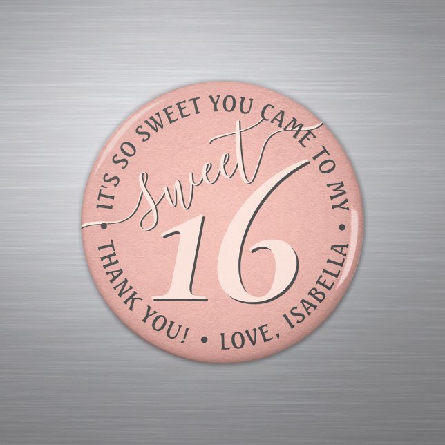 Sweet 16th Birthday Pink Thank You Party Favor Magnet (Creator Uploaded)