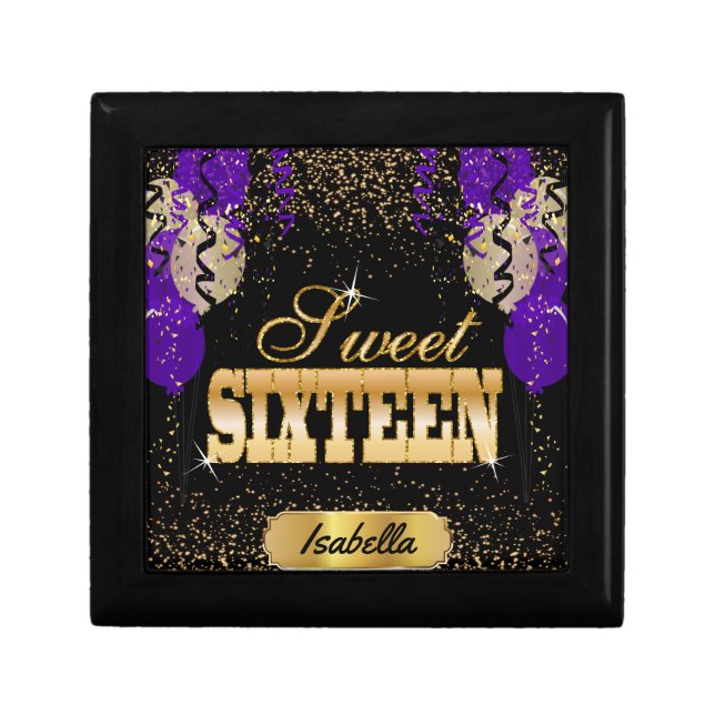 Sweet 16th Birthday | Purple Balloon Gift Box (Front)