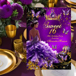 Sweet 16th birthday purple Gold Dress Butterfly Invitation<br><div class="desc">Sweet 16th birthday sweet sixteen purple Gold dress,  Black Butterfly Tiara High heel Shoes Elegant purple Gold & Black Invitation. Pretty gold sparkle butterflies and jewels. Please note: All flat images! They do not have real jewels.</div>