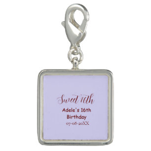 Sweet 16th birthday purple pastel mauve retro name charm