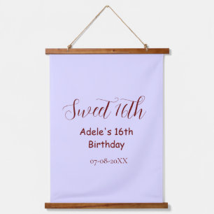 Sweet 16th birthday purple pastel mauve retro name hanging tapestry
