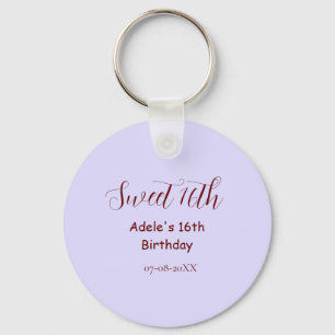 Sweet 16th birthday purple pastel mauve retro name keychain