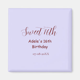 Sweet 16th birthday purple pastel mauve retro name magnet