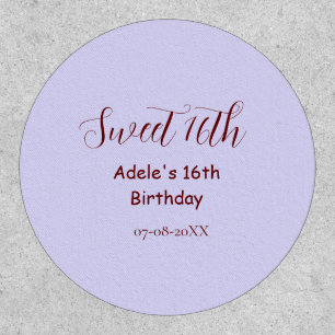 Sweet 16th birthday purple pastel mauve retro name patch