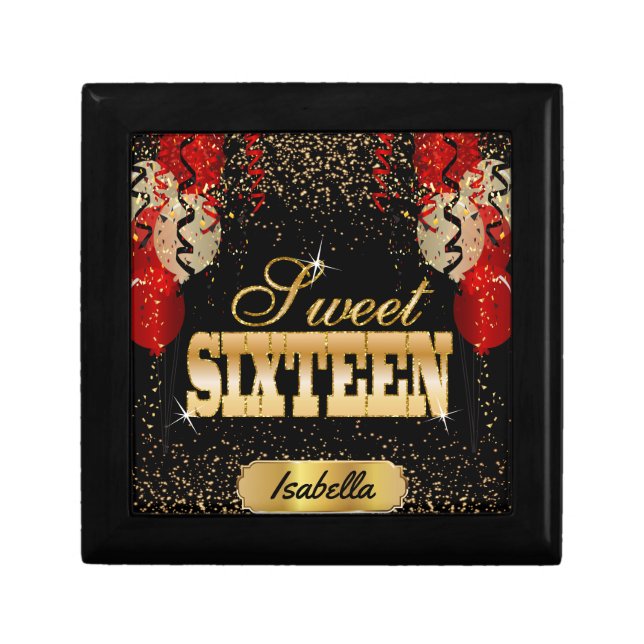 Sweet 16th Birthday | Red Balloon Gift Box (Front)