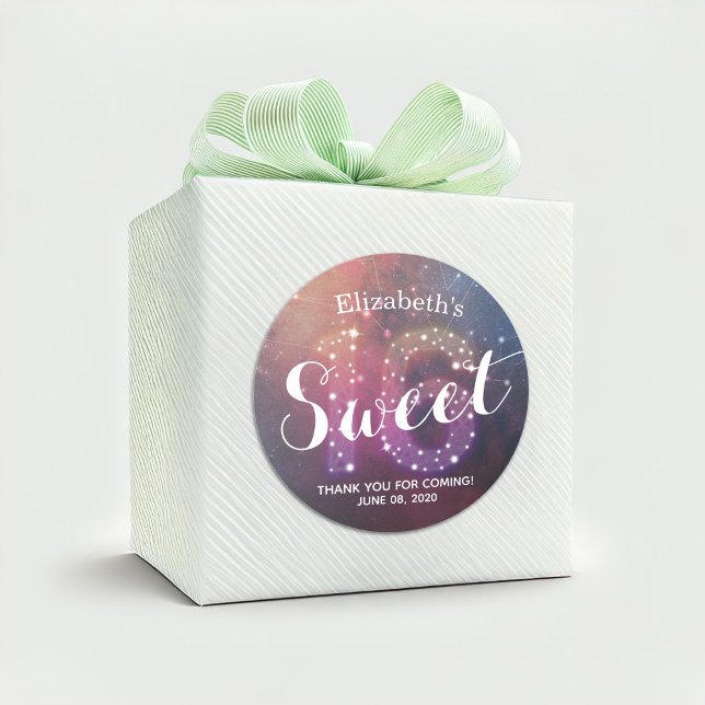 Sweet 16th Birthday Thank You Stars Constellations Classic Round Sticker (Creator Uploaded)