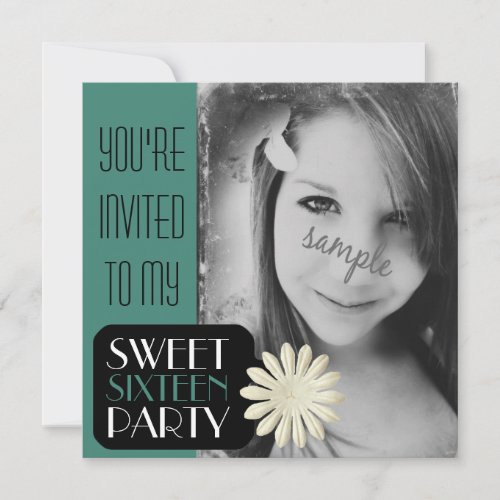 Sweet 16th Birthday with Large Photo Invite