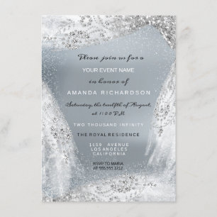 Sweet 16th Bridal Diamond Dress Gray Silver Invitation