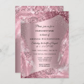 Sweet 16th Bridal Diamond Dress Rose Quineanera Invitation (Front/Back)