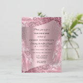 Sweet 16th Bridal Diamond Dress Rose Quineanera Invitation (Standing Front)