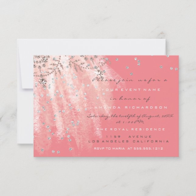 Sweet 16th Bridal Dress  Rose Gold Gray Pink Invitation (Front)