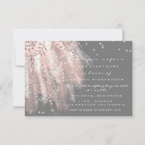 Sweet 16th Bridal Dress  Rose Gold Gray White Invitation