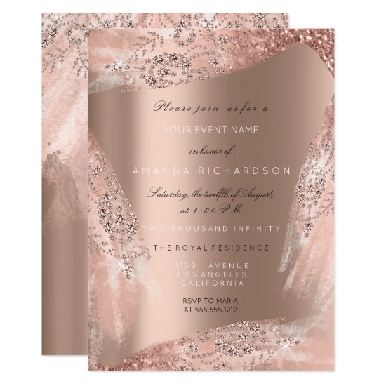 Sweet 16th Bridal Dress Rose Gold Sparkly Invitation