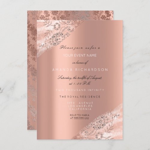 Sweet 16th Bridal Dress Rose Peach Diamond Princes Invitation