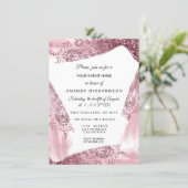 Sweet 16th Bridal Pink Dress Rose Quineanera White Invitation (Standing Front)