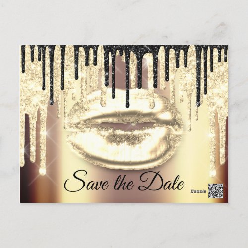 Sweet 16th Bridal Quinceanera Drips Glitter Gold Postcard