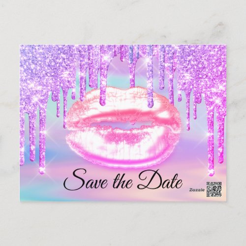 Sweet 16th Bridal Quinceanera Kiss Pink Drips Postcard