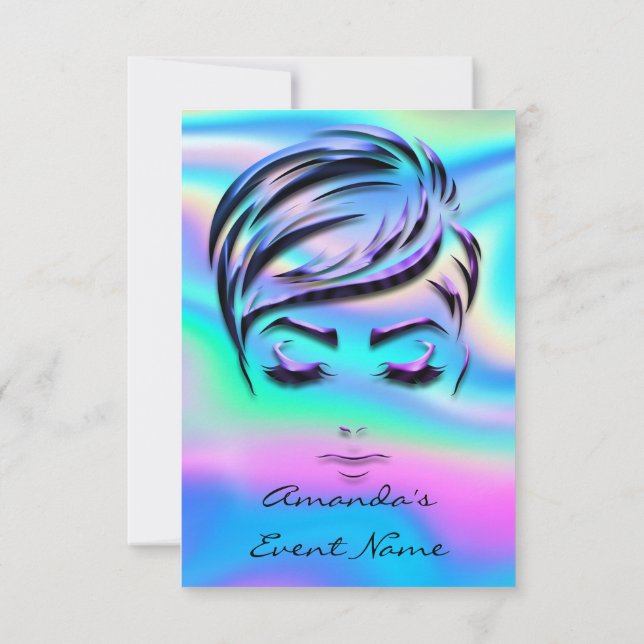 Sweet 16th Bridal Show Holograph Unicorn Pink Face Invitation (Back)