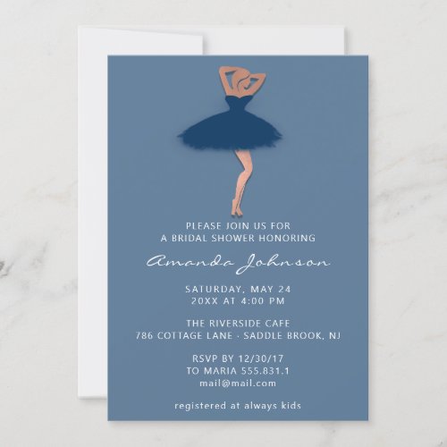 Sweet 16th Bridal Shower Blue Navy Dress Princess Invitation