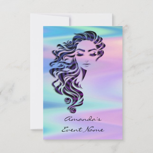 Sweet 16th Bridal Shower Holograph Princess Purple Invitation (Back)