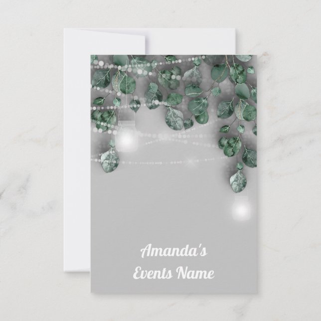 Sweet 16th Bridal Shower LightsJAR Eucalyptus Gray Invitation (Back)