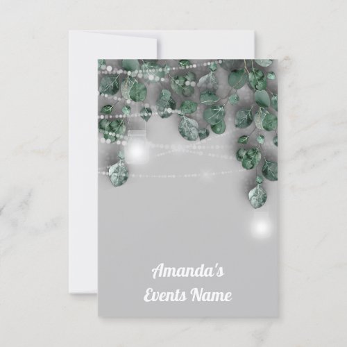 Sweet 16th Bridal Shower LightsJAR Eucalyptus Gray Invitation