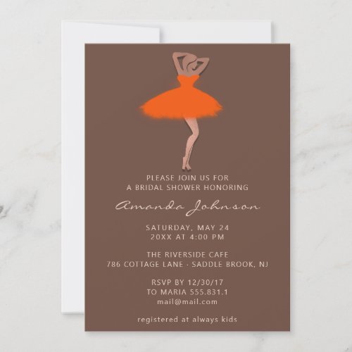 Sweet 16th Bridal Shower Princess Rose Coral Dress Invitation