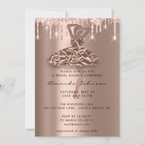 Sweet 16th Bridal Shower Princess Rose Drips  Invitation