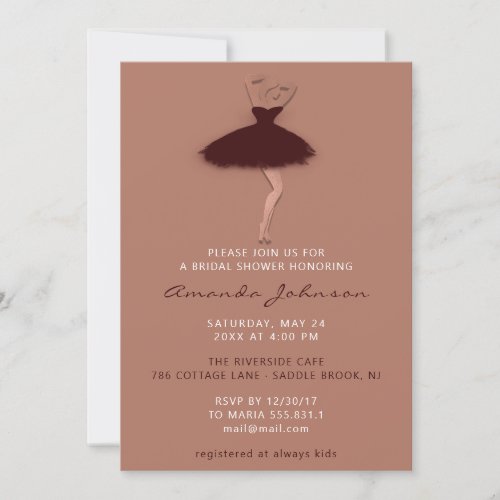 Sweet 16th Bridal Shower Princess Rose Gold Dress  Invitation