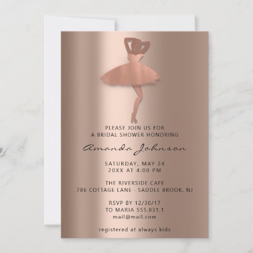 Sweet 16th Bridal Shower Princess Rose Gold Dress Invitation