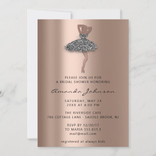 Sweet 16th Bridal Shower Princess Rose Gold Invitation