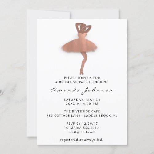 Sweet 16th Bridal Shower Princess Rose Gold White Invitation