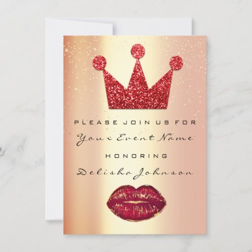 Sweet 16th Bridal Shower Quinceanera Kiss Crown Invitation