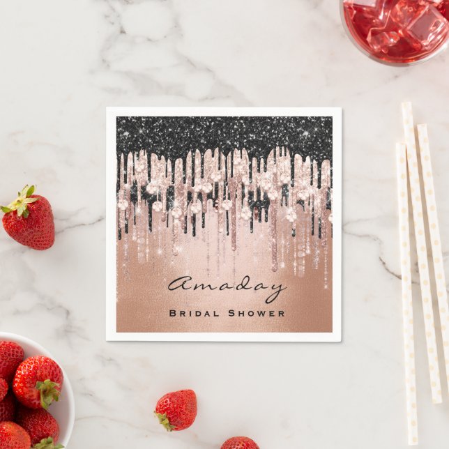 Sweet 16th Bridal Shower Rose Drips Diamond Napkins (Insitu)