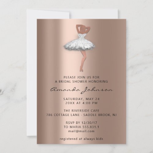 Sweet 16th Bridal Shower Rose Gold White Dress Invitation