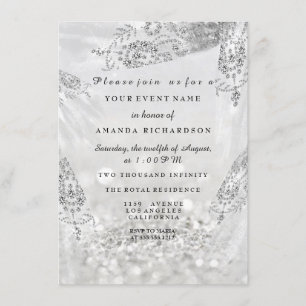 Sweet 16th Bridal Shower Royal Gray Silver Dress Invitation