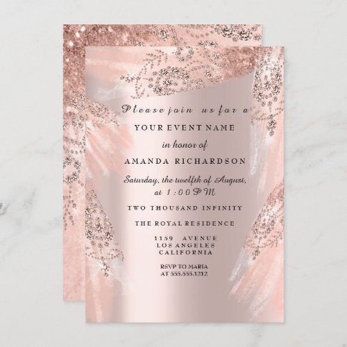 Sweet 16th Bridal Shower Royal Rose Gold Dress Invitation