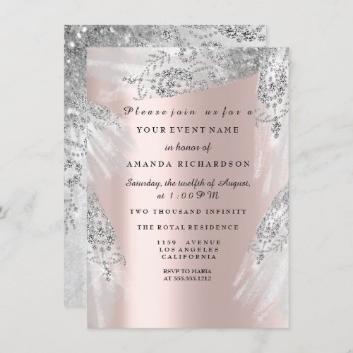 Sweet 16th Bridal Shower Royal Rose Silver Dress Invitation