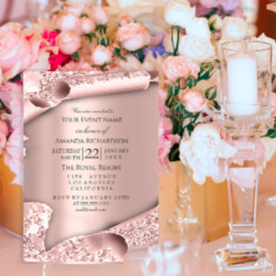 Sweet 16th Bridal Shower Wedding Rose 3D Invitation