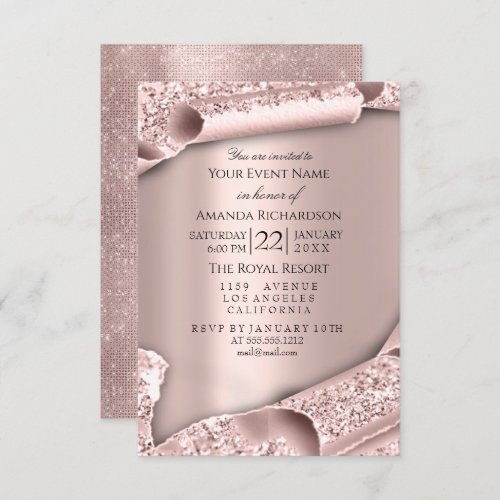 Sweet 16th Bridal Shower Wedding Rose Pink Invitation